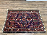Blue and Red Patterned 5'1" x 3'6" Rug