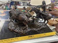 CM RUSSELL " DOUBLE BUFFALO HUNT" BRONZE