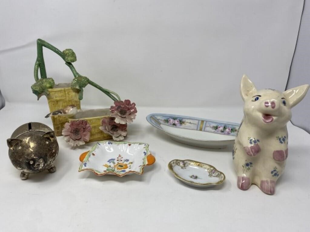 Assorted Items to Include Shelley Trinket Dish