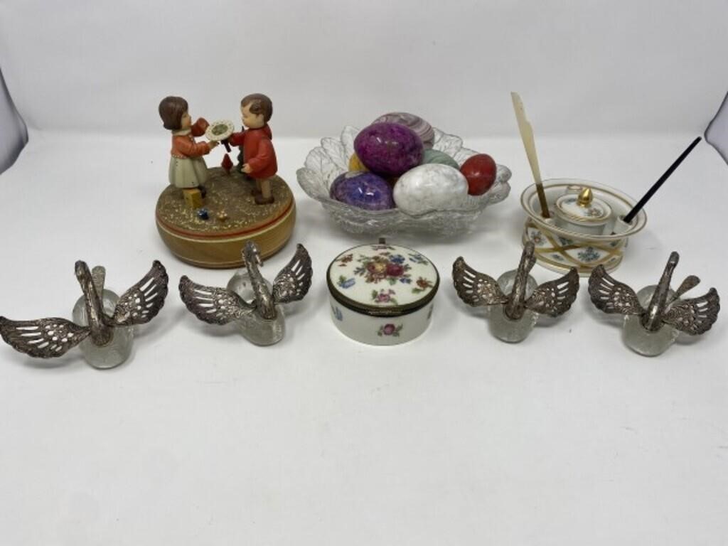 Decorative Collectibles - Swan Salts with Spoons,