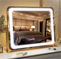 FENNIO Gold Vanity Mirror with Lights 22"x19",