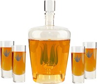 750ml Tequila Decanter & 4 Shot Glasses Set