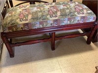 Antique Mahogany fireplace bench tapestry top