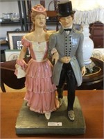 Large Vtg. Plaster Dickens Couple 15"hx9"x7"