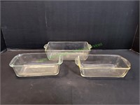 (2) Pyrex Loaf Pans & (1) Fire-King Loaf Pan