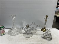 Decorative glass pieces includes candlestick