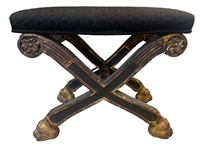 DENNIS & LEEN Wood Carved Clawfoot "X" Bench