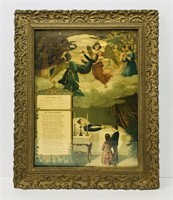 Framed artwork. German In Memory Of. Dated 1846.