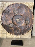 Decorative Wooden Wheel on Stand