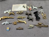 2 Colt tie clips, Colt pie, revolver tie clip,