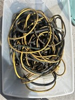 Tote of heavy extension cords, trouble light