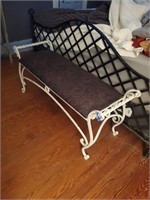 Iron Bedroom Bench w/ Cushion- 22tx49wx17d