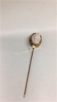 10k yellow gold and cameo stick pin