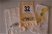 (3) Linen Towels With Needlework (Rm 1)