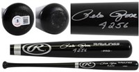 Reds Pete Rose "4256" Signed Bat BAS Witness