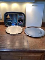 Serving trays, cutting board, and cooling rack