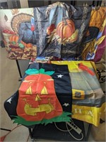 Box Lot of Fall Flags- 7 Pieces