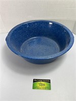 Blue Enamel Ware Handled Pot