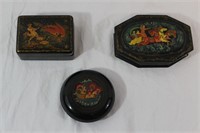 Vintage Russian Hand painted Lacquer Boxes