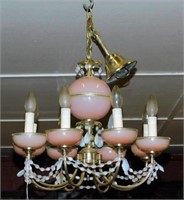 Beautiful French Opalescent Glass Chandelier.