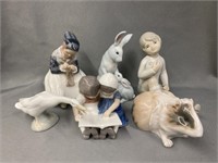 (6) Copenhagen and Unmarked Porcelain Figurines