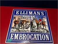 Elliman's Enamel Hunting Sign and a Plastic