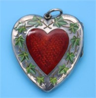 LARGE ENGLISH SILVER HEART SHAPED LOCKET,