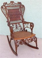 ORNATE VICTORIAN ROCKER, NATURAL FINISH, STICK &