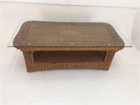 WICKER COFFEE TABLE WITH GLASS TOP