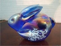 pele's glass cobalt blue iridescent glass bunny,