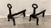 Antique Cast Iron Andirons / Fire Dogs - Pair