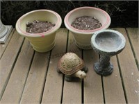 ASSORTED PLANTERS AND TURTLE