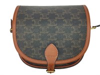 Black Saffiano Leather Brown Accents Saddle Bag