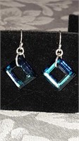 Blue Glass hoop earrings