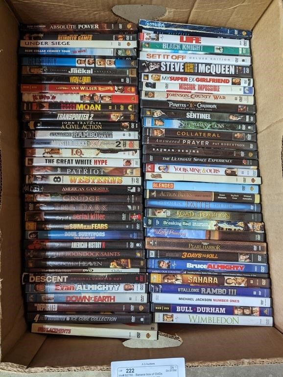 Banana box of DVDs