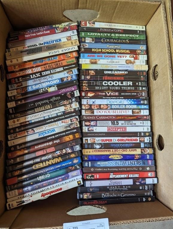 Banana box of DVDs