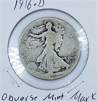 1916-D U.S. Silver Walking Liberty Half Dollar -