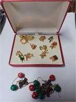 Lot of Various Christmas Pins, Earrings and More