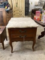 Queen Anne Style Marble Top Side Table