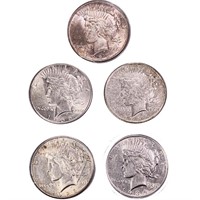 1925-1934 Better Date US Silver Peace Dollars [5 C