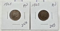 (2) 1865 Cents AU