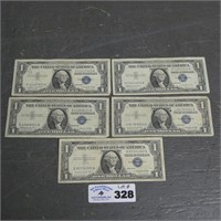 (5) $1 Silver Certificates / Bills