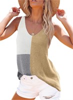 SHEWIN V Neck Tank Top  Large  C-apricot