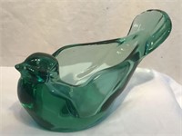 Fenton Green "Dove" Art Glass Tea-Light Dish