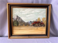 Framed Mountain Scene Picture by Louise Hedge