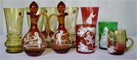 Antique Hand Painted Color Mary Gregory Glassware