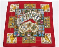 Hermes, "Le Tarot" Silk Scarf in Raspberry