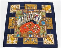 Hermes, "Le Tarot" Silk Scarf in Navy