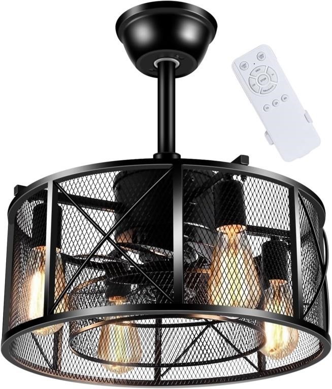 18 Inch Caged Ceiling Fan w/ Lights & Remote