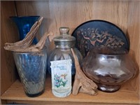 Blue Glassware, Vase, Pumpkin Jar
